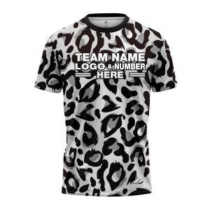 Custom Fully Sublimated Monochrome Leopard Animal Print Black White Performance Jersey 1018