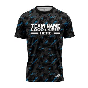 Custom Fully Sublimated Sports Camo Pattern Neon Blue Black Performance Jersey 1221