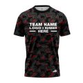 Custom Fully Sublimated Sports Camo Pattern Neon Red Black Performance Jersey 1228