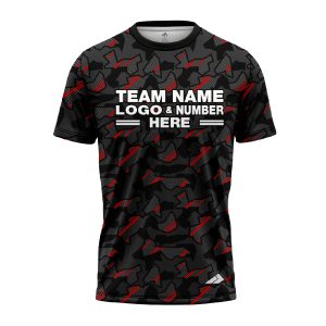 Custom Fully Sublimated Sports Camo Pattern Neon Red Black Performance Jersey 1228