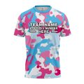 Custom Fully Sublimated Vibrant Camo Pattern Texture Sky Blue Pink Performance Jersey 1263