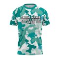 Custom Fully Sublimated Vibrant Camo Pattern Texture Teal Performance Jersey 1277