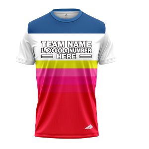 Custom Fully Sublimated Retro Stripe Neon Pattern Blue Yellow Pink Performance Jersey 1742