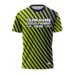 Custom Fully Sublimated Bold Lines Neon Pattern Green Navy Blue Performance Jersey 1805