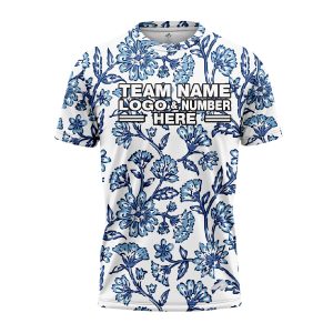 Custom Fully Sublimated Watercolor Floral Pattern Blue White Performance Jersey 1896
