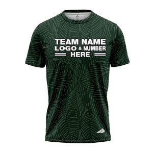 Custom Fully Sublimated Green Leaf Floral Pattern Green Black Performance Jersey 1903