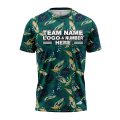 Custom Fully Sublimated Tropical Forest Floral Pattern Teal Blue Orange Performance Jersey 2001