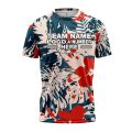 Custom Fully Sublimated Vibrant Tropical Floral Pattern Teal Red Pink Performance Jersey 2022