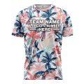 Custom Fully Sublimated Tropical Beach Floral Pattern White Pink Black Performance Jersey 2071