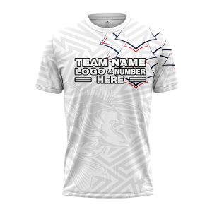 Custom Fully Sublimated Stylish Fishing Pattern Red White Blue Performance Jersey 2545