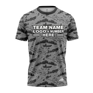 Custom Fully Sublimated Mosaic  Fishing Pattern Gray Performance Jersey 2553