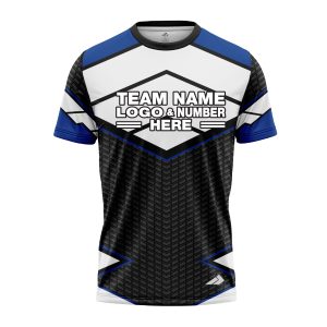 Custom Fully Sublimated BMX Modern Pattern Black White Blue Performance Jersey 2644