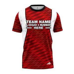 Custom Fully Sublimated Strike Bowling Pattern Red White Black Performance Jersey 2917