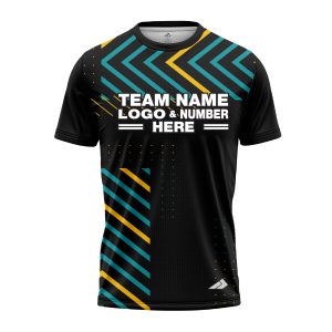 Custom Fully Sublimated Peaks Pattern Black Yellow Teal Performance Jersey 2987