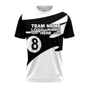 Custom Fully Sublimated Number Eight Pool Ball Pattern Black and White Performance Jersey 3526