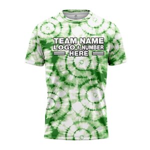 Custom Fully Sublimated Verdant Victory Tie Dye Pattern Green White Performance Jersey 4058