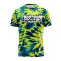 Custom Fully Sublimated Emerald Waves Tie Dye Pattern Green Blue Performance Jersey 4086