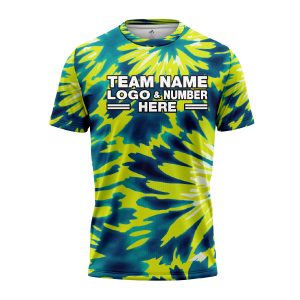 Custom Fully Sublimated Emerald Waves Tie Dye Pattern Green Blue Performance Jersey 4086