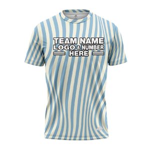 Custom Fully Sublimated Serene Stripes Tie Dye Pattern Blue White Performance Jersey 4198