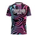 Custom Fully Sublimated Mesmerizing Waves Tie Dye Black Pink Blue Performance Jersey 4275