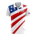 Custom Fully Sublimated Stars and Stripes Pattern Blue Red White Performance Polo Shirt 4345