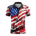 Custom Fully Sublimated USA FLAG Incredible Pattern Blue Red White Performance Polo Shirt 4366