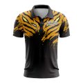 Custom Fully Sublimated Fierce Tiger Animal Print Pattern Black Yellow Performance Polo Shirt 4380