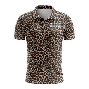 Custom Fully Sublimated Wild Animal Print Pattern Black Orange Performance Polo Shirt 4401
