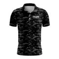 Custom Fully Sublimated Stealth Camo Pattern Black Gray Performance Polo Shirt 4408