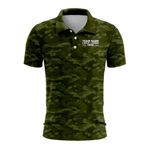 Custom Fully Sublimated Natural Camo Pattern Green Performance Polo Shirt 4415
