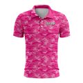 Custom Fully Sublimated Stealth Camo Pattern Pink Performance Polo Shirt 4422