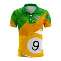 Custom Fully Sublimated Number Nine Pool Ball Pattern Green Yellow Performance Polo Shirt 4513