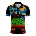 Custom Fully Sublimated Shark Pool Table Pattern Performance Polo Shirt 4541