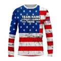 Custom Fully Sublimated USA FLAG Pattern Blue Red White Performance Long Sleeves 4596