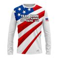 Custom Fully Sublimated Stars and Stripes Pattern Blue Red White Performance Long Sleeves 4608