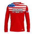 Custom Fully Sublimated USA FLAG on Chest Pattern Blue Red White Performance Long Sleeves 4632