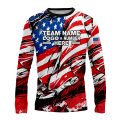 Custom Fully Sublimated USA FLAG Incredible Pattern Blue Red White Performance Long Sleeves 4644