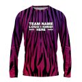 Custom Fully Sublimated Vibrant Zebra Animal Print  Pink Performance Long Sleeves 4692