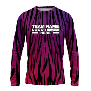 Custom Fully Sublimated Vibrant Zebra Animal Print  Pink Performance Long Sleeves 4692