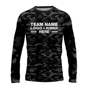 Custom Fully Sublimated Stealth Camo Pattern Black Gray Performance Long Sleeves 4716