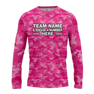 Custom Fully Sublimated Stealth Camo Pattern Pink Performance Long Sleeves 4740