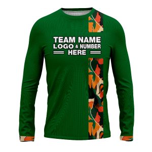 Custom Fully Sublimated Vertical Floral Pattern Green Orange Performance Long Sleeves 4788