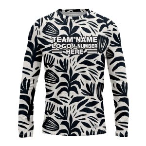 Custom Fully Sublimated Botanical Floral Pattern Black White Performance Long Sleeves 4800