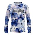 Custom Fully Sublimated Blue Blossom Floral Pattern Blue White Performance Long Sleeves 4812