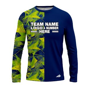 Custom Fully Sublimated Abstract Neon Pattern Green Blue Performance Long Sleeves 4896