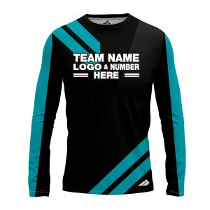 Custom Fully Sublimated Sport Neon Pattern Black Teal Performance Long Sleeves 4932