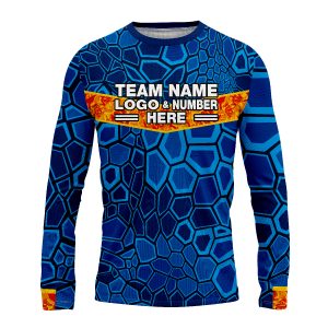 Custom Fully Sublimated Scales Fishing Pattern Blue Performance Long Sleeves 4992