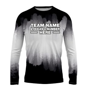Custom Fully Sublimated Brushed Tie Dye Pattern Black White Performance Long Sleeves 5052