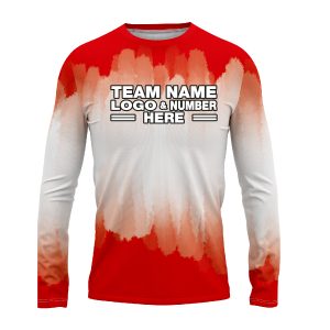 Custom Fully Sublimated Brushed Tie Dye Pattern Red White Performance Long Sleeves 5064