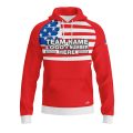 Custom Fully Sublimated USA FLAG on Chest Pattern Blue Red White Performance Sports Pullover Hoodie 5154